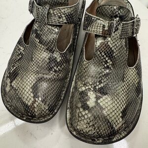 Alegria Snake Print Mules